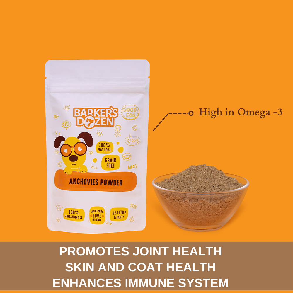 Anchovy Powder Meal Topper for Dogs Omega 3 Rich Supplement