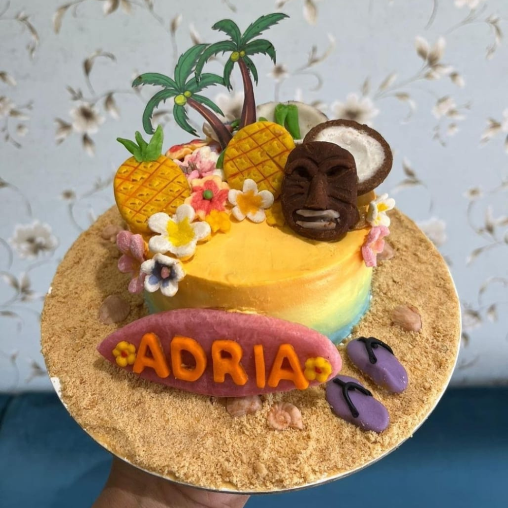 beach themed dog birthday cake by Barker's Dozen Pet Bakery