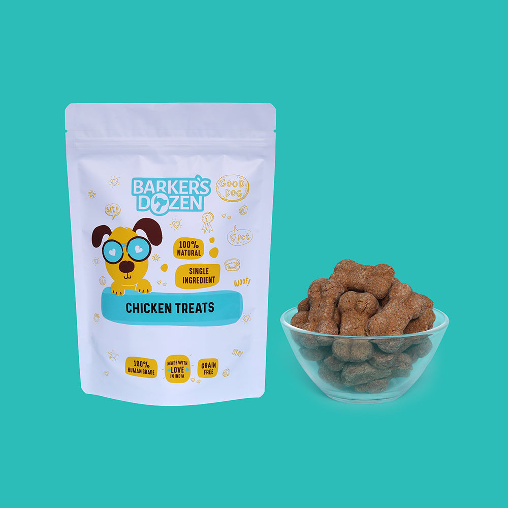 Chicken Treats made with chicken, egg and rice by Barker's Dozen Pet Bakery