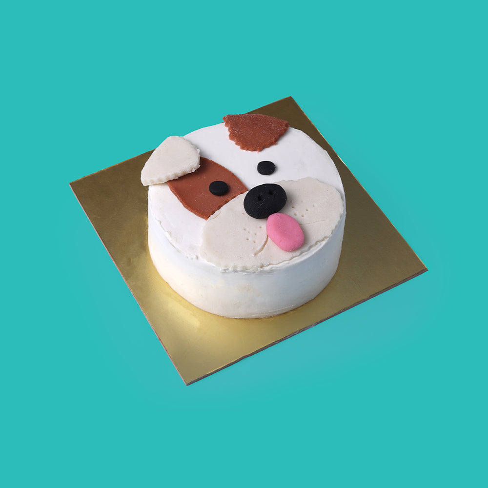 Dog Face shaped dog cake for birthdays by Barker's Dozen