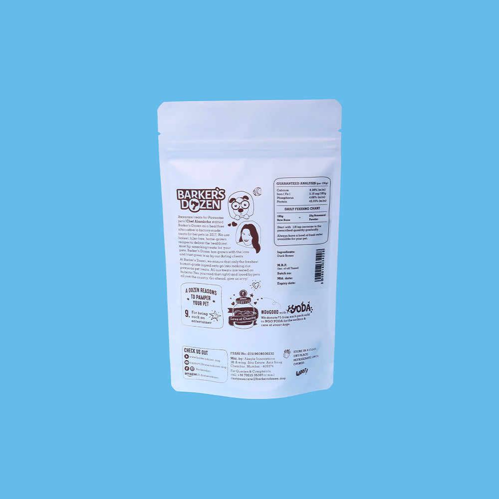 duck bonemeal powder meal topper back of pack