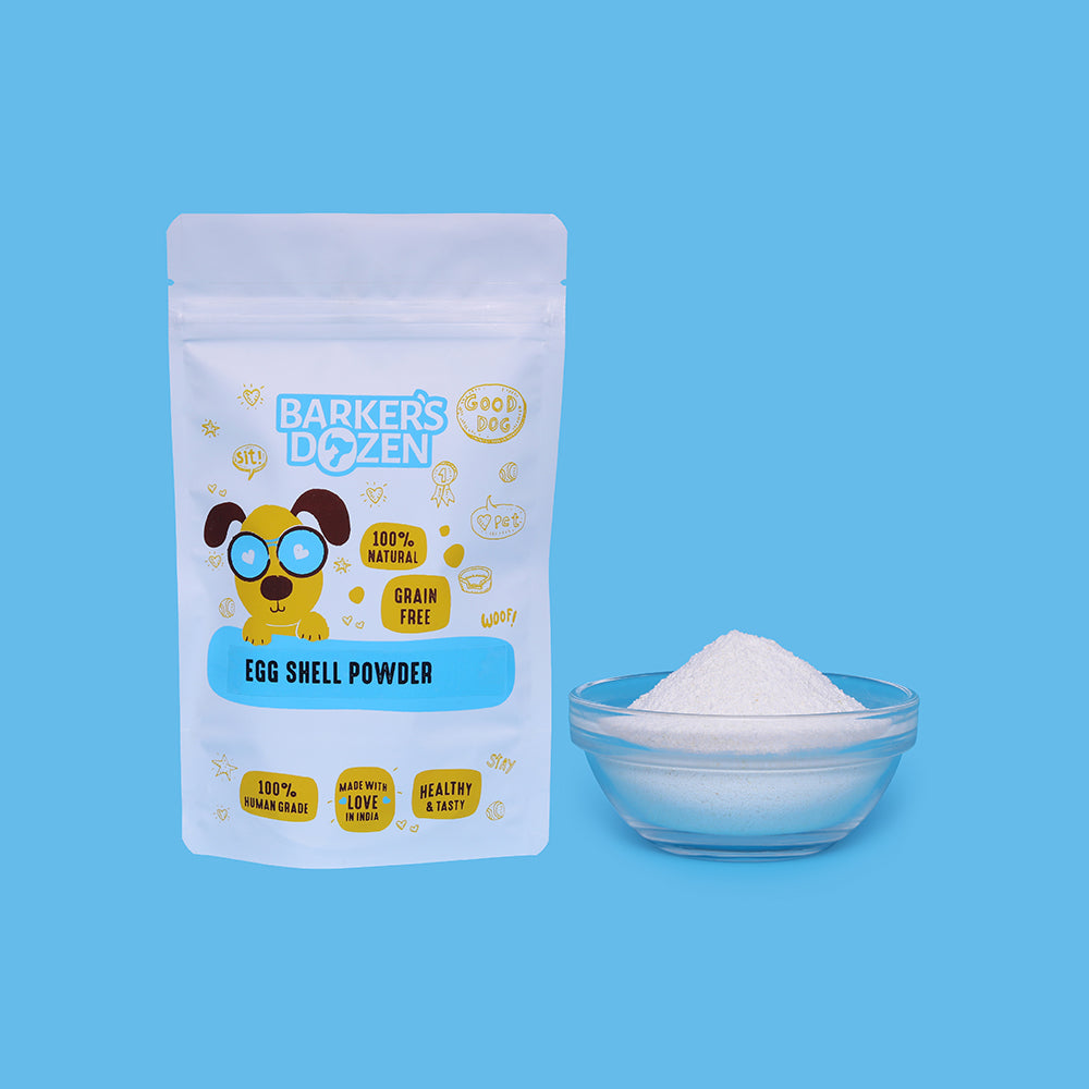 egg shell powder meal topper for dogs from barker's dozen