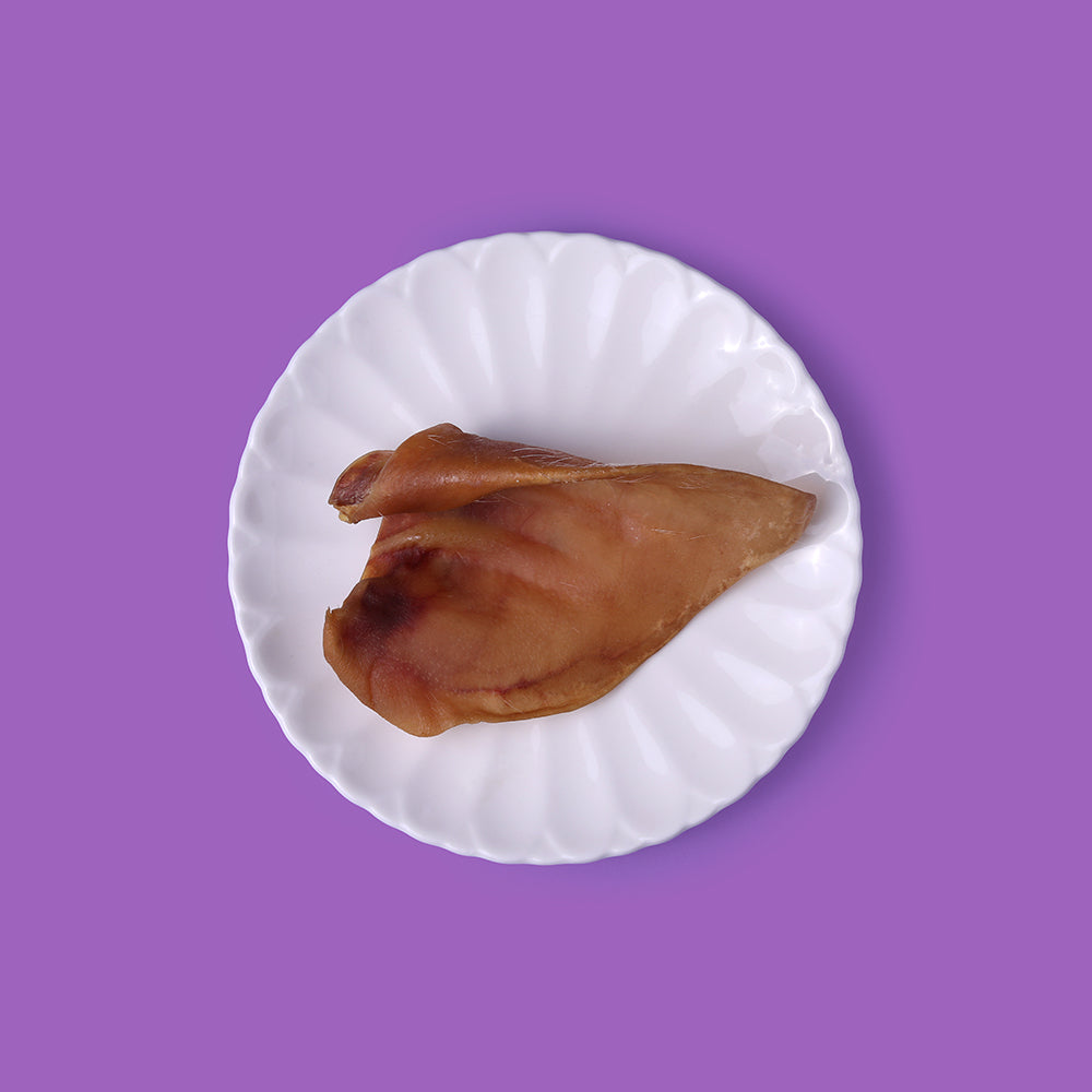 Pork ear chew by Brker's Dozen. Single Ingredient chew for dogs