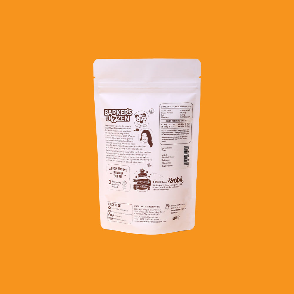 Tuna Fish Jerky back of 70g pack.