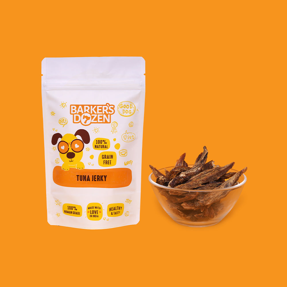 Tuna Fish jerky for Dogs. Omega-3 rich snack for a healthy coat and fur.