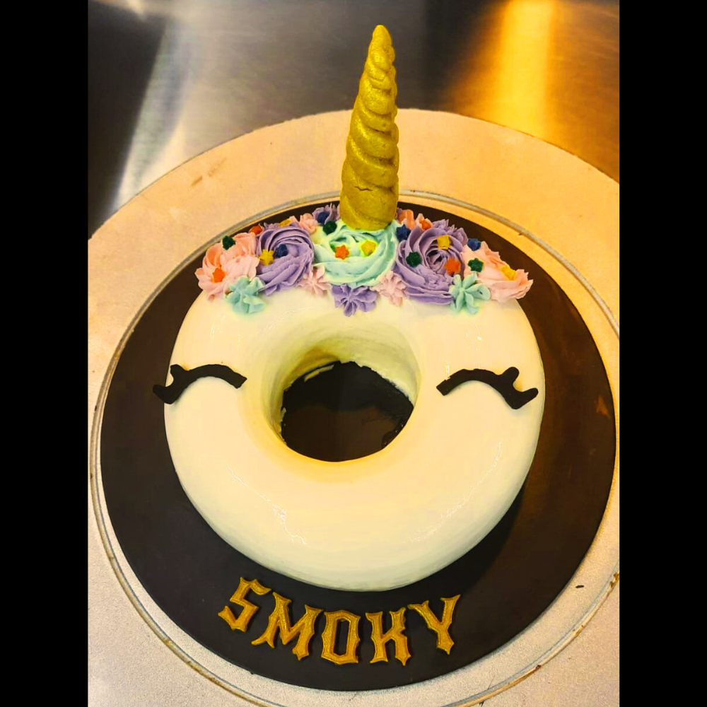 Unicorn themed cake for dog's Birthday by Barker's Dozen Pet Bakery