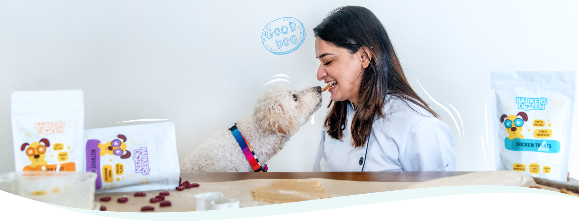Premium Dog –Treats –cakes -food made with human-grade, preservative Free ingredients. Know our story at Barker’s Dozen