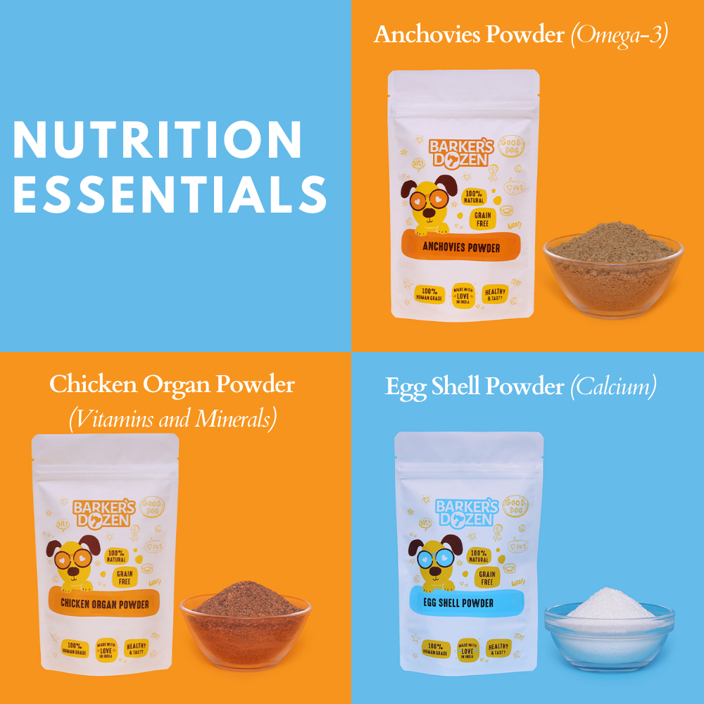 Nutrition essentials bundle for dogs. Meal topper combo pack for natural supplements. 