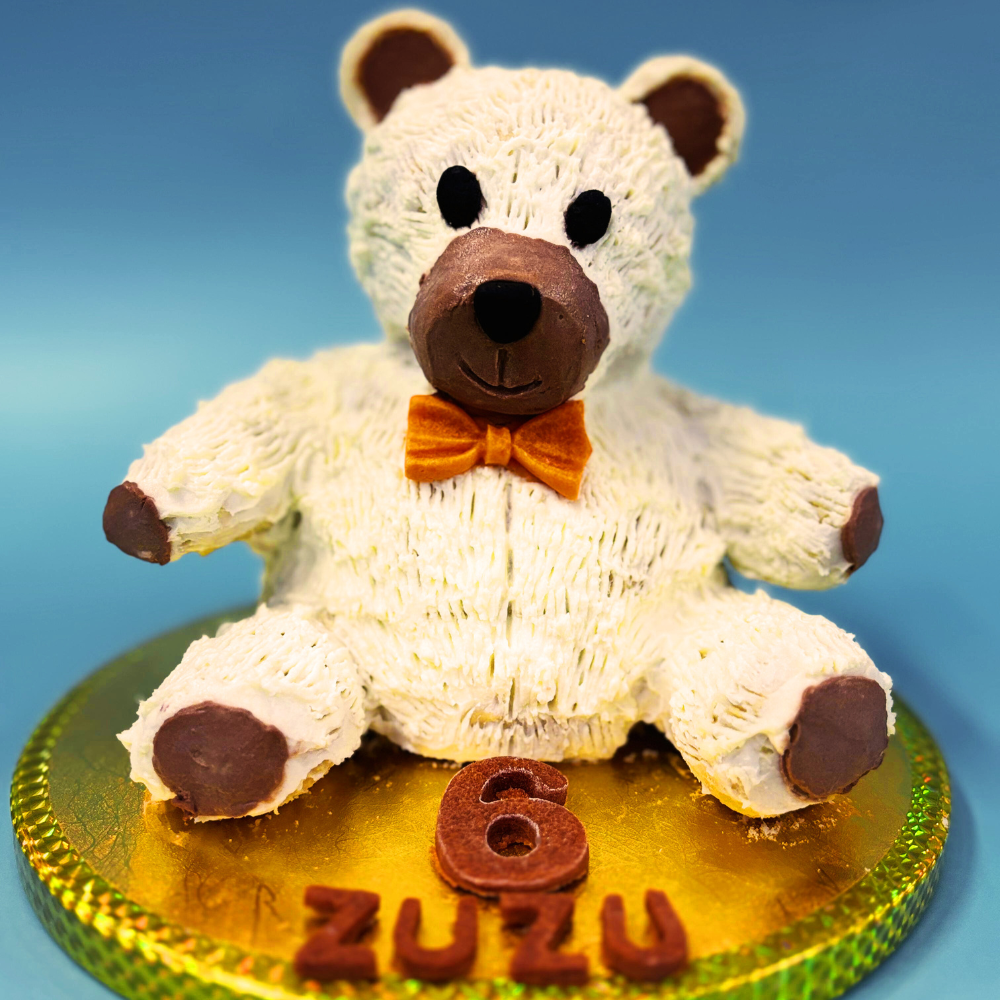 Custom Dog birthday cake teddy bear theme for Dog's 6th birthday, by Barker's Dozen Pet Bakery
